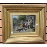 19th Century English School oil on board of children playing, signed bottom left, 28 x 22cms approx,