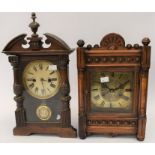 Two early 20th century 8-day German mahogany mantel clocks