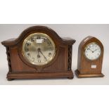 Two mantle clocks including a lancet style clock, signed on the dial, JW Benson Ltd, London,