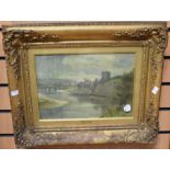 19th Century English School oil on board of Chepstow Castle by CW Wyllie, RBA, signed bottom
