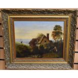 English School 19th Century oil on canvas of a cottage by the Sea, 30 x 34cm