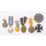 A selection of WWI and earlier military interest medals, to include: a British issued Lusitania