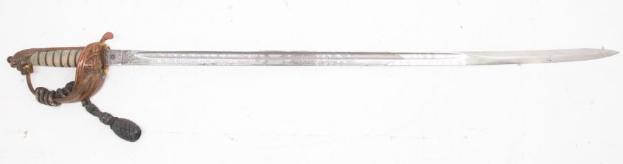 An 1827 pattern Royal Navy officers sword, named to a Victoria Cross winner, Rear Admiral, Claude - Image 3 of 7