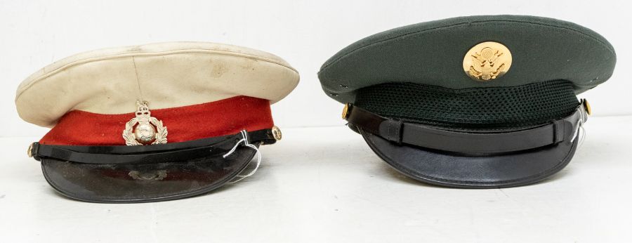 A collection of four militaria caps including; a Royal Marines cap, fitted with QEII Crown badge ( - Image 2 of 3