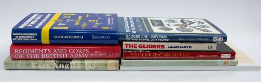 A selection of military interest publications with six relating to Insignia and two Aviation related