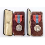 2 cased Imperial Service Medals, to include: a George VI example awarded to William Charles