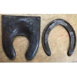 Scarce Boer War & WW1 British Cavalry adjustable horse shoe with original leather case and nails,