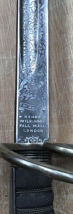 WW1 period Henry Wilkinson of Pall Mall London, Artillery Officers Sword, Good acid etched blade, - Image 3 of 11