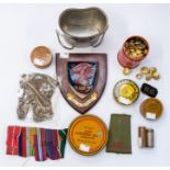 A selection military and related sundry items to include a collection of military and livery buttons