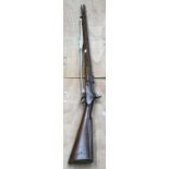 Pattern 1853 Enfield Three band percussion lock rifle, marks hard to read, pitting to surface of