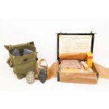 A late 20th century armoured fighting vehicle First Aid kit tin with contents. Much of the