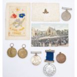 Three WWI Victory medals, one awarded to PTE A Timmins Border Regiment Victory medal to PTE B Jones,