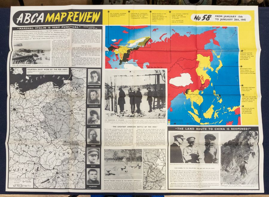 A series of 5 scarce WW2 era ‘ABCA’ map review posters by Fosh & Cross. Dating from December 1944 - Image 4 of 5