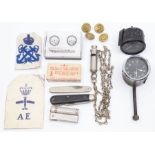 A selection of military interest and other miscellaneous items. To include: 2 Royal Navy patches,