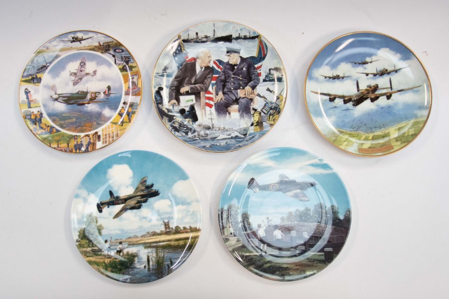 A selection of limited edition Aviation related china plates including three Royal Doulton