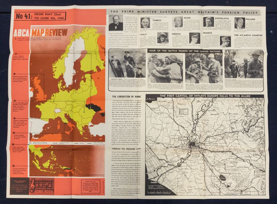 A further series of 5 scarce WW2 era ‘ABCA’ map review posters by Fosh & Cross. Dating from April - Image 3 of 5
