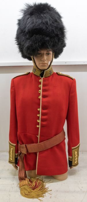 British Army scarlet wool tunic for an officer of the Irish Guards with bullion detailed cuffs,