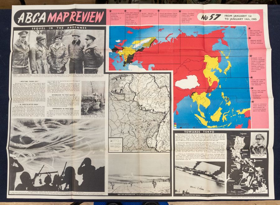 A series of 5 scarce WW2 era ‘ABCA’ map review posters by Fosh & Cross. Dating from December 1944 - Image 3 of 5