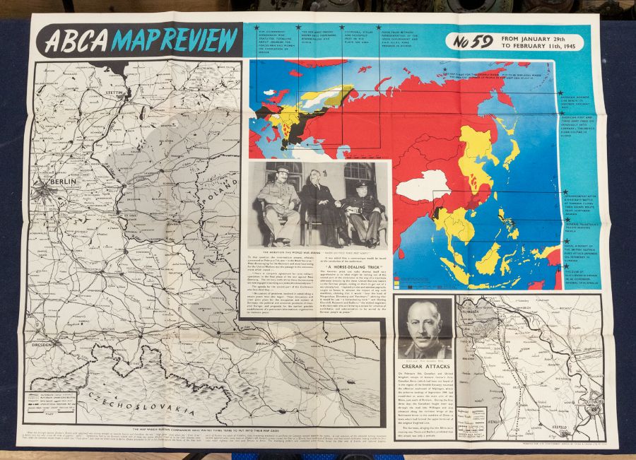 A series of 5 scarce WW2 era ‘ABCA’ map review posters by Fosh & Cross. Dating from December 1944 - Image 5 of 5