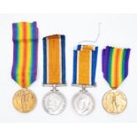2 WW1 medal pairs, both consisting of the BWM and Victory medal. One pair named to 55148 A.E.