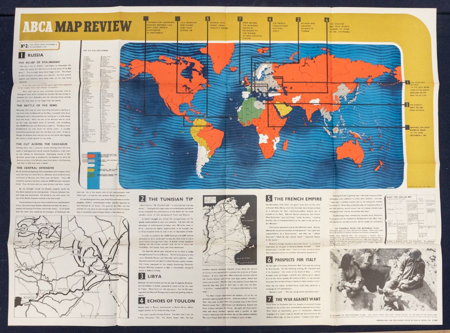 A scarce set of 5 WW2 era ‘ABCA’ (Army Bureau Of Current Affairs) educational map review posters. - Image 2 of 5