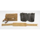 Matched pair of grain leather GA items with two retaining straps and buckles, no issue marks, but