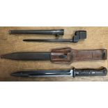 German M84/98 bayonet post 1937 Bakelite grips, matching serial numbers to scabbard and blade,