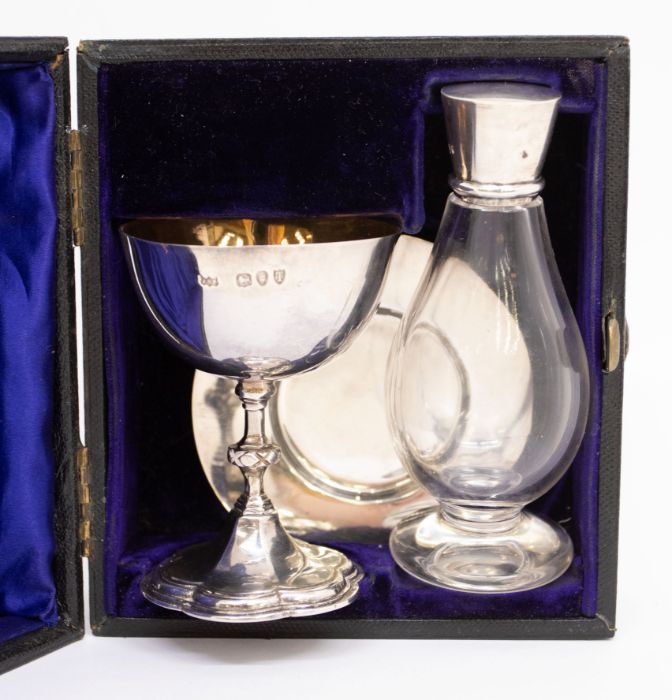 Victoria Cross Interest - a late Victorian era, sterling silver travelling communion set, comprising
