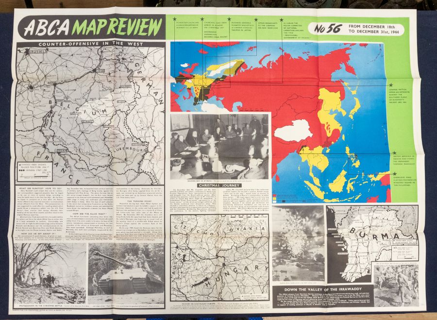 A series of 5 scarce WW2 era ‘ABCA’ map review posters by Fosh & Cross. Dating from December 1944 - Image 2 of 5