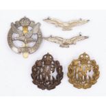 A small selection of British Aviation interest badges including a white metal Glider Pilot