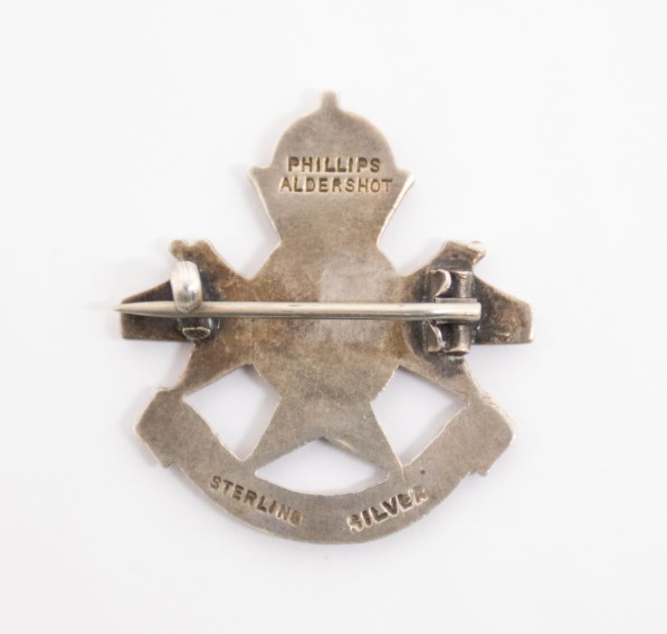 A Sherwood Foresters silver and enamel Kings Crown sweetheart brooch, by H Philips of Aldershot, - Image 2 of 2