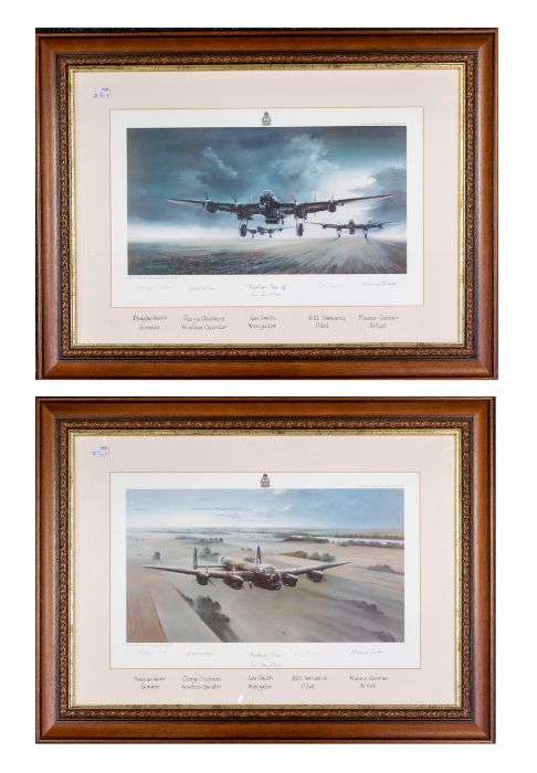 A good pair of limited edition framed and glazed colour prints, Dambuster Lancaster Bombers by