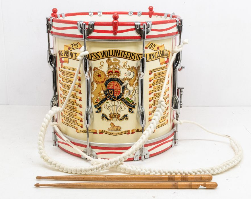 A fine quality inter war period regimental drum for the 2nd Battalion Prince of Wales Volunteers (