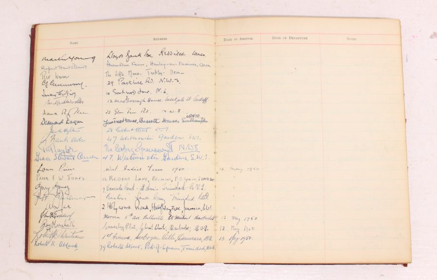 Cricket: A leather bound Visitors Book in which John Arlott asked people who visited his home to - Image 5 of 5