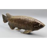 An early 20th century Japanese cast bronze model of a swimming carp, 43.5cm