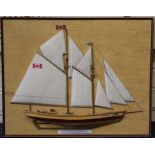 A mid 20th century scratch built diorama of the Canadian fishing schooner ' Bluenose'. Launched in