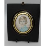 Attributed to Dora Webb (1886-1973) Bust length portrait miniature of a young girl, with short