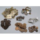 A large collection of coins , foreign, Germany, Irish, sixpences and threepences