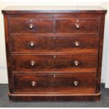 A Victorian mahogany chest, the rectangular top over two short and three graduated long drawers with