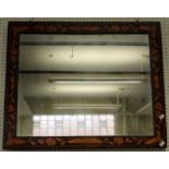 A Dutch walnut and floral marquetry inlaid oblong mirror, 67 x 82cm