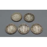 Edward VII Half crowns 1909 Edward VII Half crown 1910 Edward VII Half crown 1911 George V Half