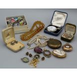 A selection of late 19th / early 20th century costume jewellery including pocket watches,