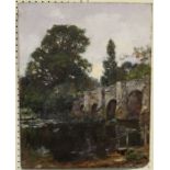 Henry John Yeend King (British 1855-1924) Stopham Bridge. oil on board, signed lower right.