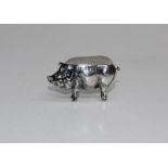 Sydney and Co, a George V silver pin cushion, fashioned as a pig, with forward facing ears and