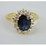 An 18ct yellow gold 4.5ct sapphire and diamond cocktail ring