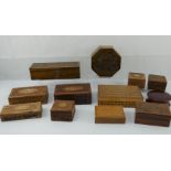 Twelve Various Carved Wood Trinket Boxes