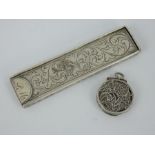 17th century filligree silver counter box with counters and a rectangular counter box