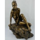 Polished bronze figure 'Girl on a rock', Limited Edition 41/500, Brian Elton