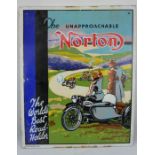 Vintage Norton Motorcycles enamel advertising sign - 51cm x 41cm