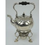 Mid 18th century Imperial Russian ornate silver tea kettle on stand